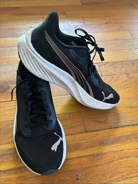 Puma Black Sneakers with Pink Accents